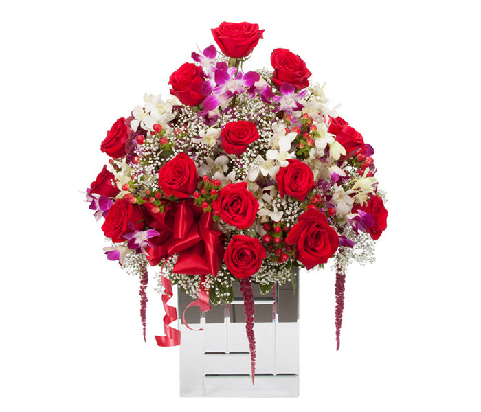 24 Red Roses and Orchids