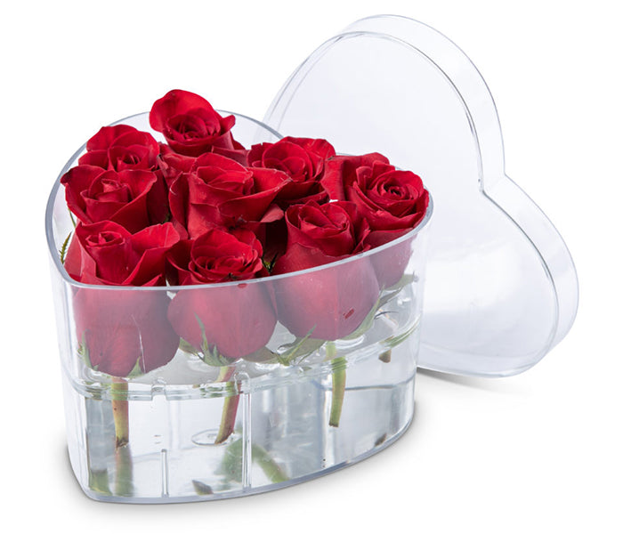 Small Acrylic Box with 11 Red Roses