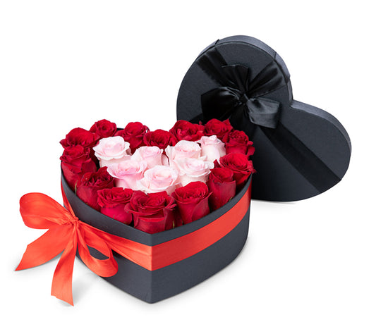 21 red and pink rose box with Mionetto Prosecco